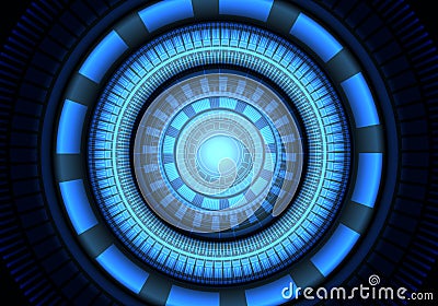 Abstract blue circle light power system energy technology futuristic background vector Vector Illustration