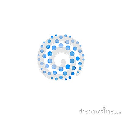 Abstract blue color round logo from circles. Water vector logotype template. Innovative cleaning and freezing method Vector Illustration