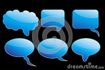 Abstract blue colour callout set Vector Illustration