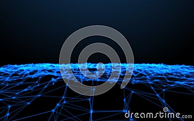 Abstract blue connect lines and dots background.Plexus effect Stock Photo