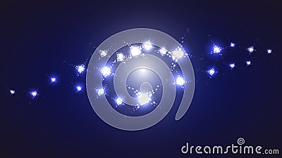 Abstract blue cosmic magical energy bright glowing shiny texture with the image of the galaxy, the universe, stars and Cartoon Illustration