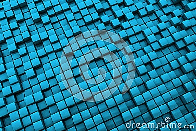 Abstract Blue Cubes Background - Long Distance Stock Photo