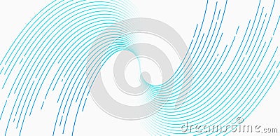 Abstract blue curve lines on white background. Swirl curved lines. Spiral wave. Minimal lines design. Modern graphic element. Vector Illustration