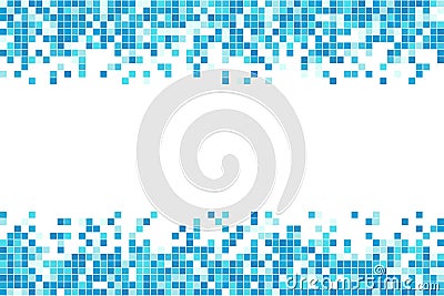 Abstract blue cyan winter mosaic background. Aqua blue colored square tiles. Pixel clean backdrop with copy space. Vector Vector Illustration