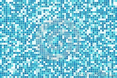 Abstract blue cyan winter mosaic background. Aqua blue colored square tiles. Pixel clean backdrop. Vector Vector Illustration