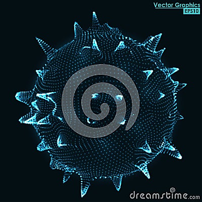 Abstract Blue 3D Distorted Sphere Vector Illustration