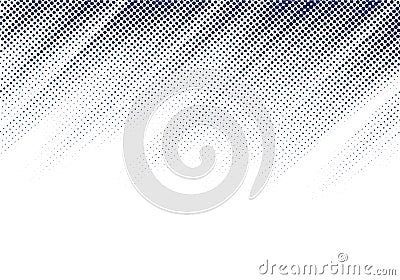 Abstract blue diagonal halftone texture on white background with copy space. Dots pattern Vector Illustration