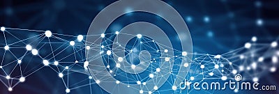 Abstract blue digital data social network communication background. Polygonal structure. AI generative illustration Cartoon Illustration