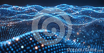Abstract Blue Digital Wave Background Technology Data Network Internet Cyberspace Connection Stock Photo