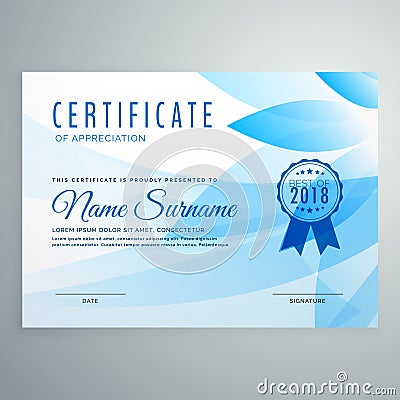Abstract blue diploma certificate design Vector Illustration