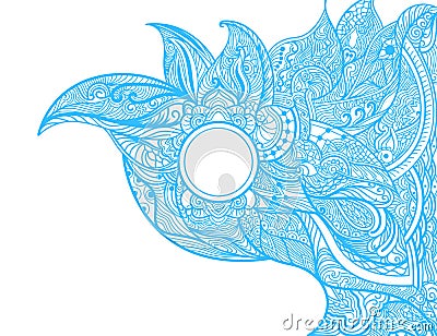 Abstract blue doodles scene Vector Illustration