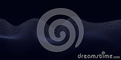 Abstract blue dots background Floating wave particles Big data stream Stock Photo