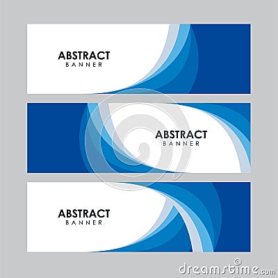 Abstract Blue Elegant Wavy Banner Design Template Vector Vector Illustration