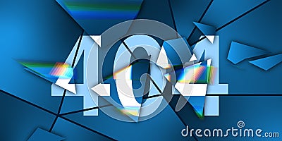 Abstract 404 error background. Page error found. 3D Rendering Stock Photo