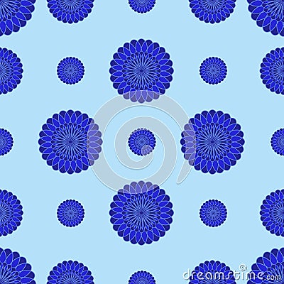 Abstract blue flowers on a blue background Vector Illustration