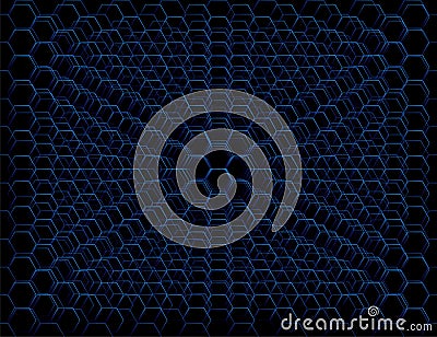 Abstract Blue Futuristic Honeycomb Cell Pattern Vector Illustration