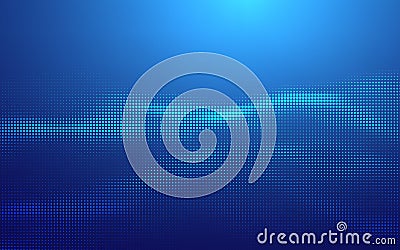 Abstract Blue Futuristic Tech Background with Digital Grid, Blockchain Elements. Fintech Cryptocurrency, Bitcoin, Data Vector Illustration