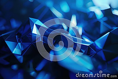 Abstract blue geometric shapes with sharp edges and reflections, creating a futuristic and dynamic visual effect Stock Photo