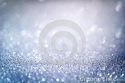 Abstract blue glitter bokeh background with shimmering light bubbles Stock Photo