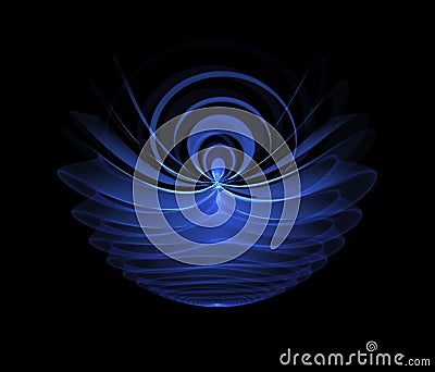 Abstract blue glowing motive isolated over black background Stock Photo