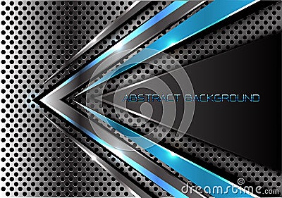 Abstract blue gray arrow speed on metal circle mesh design modern futuristic cretive background texture vector. Vector Illustration