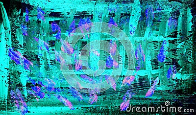 Abstract blue green background paint drawing Stock Photo