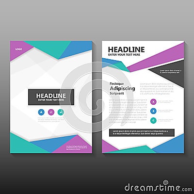 Abstract Blue green purple Vector annual report Leaflet Brochure Flyer template design, book cover layout design Vector Illustration