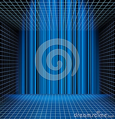 Abstract blue grid space Stock Photo