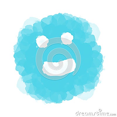 Abstract blue happy emoji/emoticon on white Stock Photo