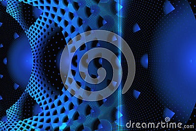 Abstract blue industrial background, tech fractal design Cartoon Illustration