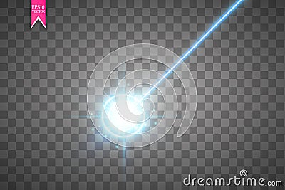 Abstract blue laser beam. Laser security beam isolated on transparent background. Light ray with glow target flash Vector Illustration