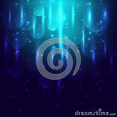 Abstract blue light and bokeh glowing background Vector Illustration