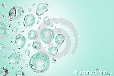 Abstract blue light water drops backdrop with mock up place. Advertisement and aqua concept. Stock Photo