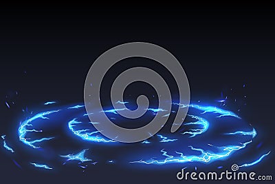 Abstract blue lightning circle background Stock Photo