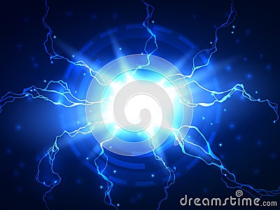 Abstract blue lightning vector science background Vector Illustration