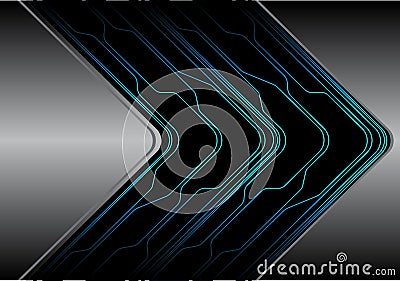 Abstract blue line circuit black arrow on silver background design modern futuristic technology vector Vector Illustration