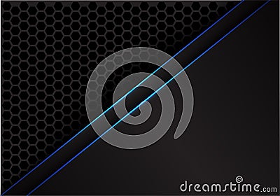 Abstract blue line grey hexagon mesh pattern with blank space design modern futuristic background vector Vector Illustration