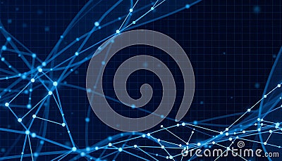 Abstract blue lines background, digital network, tech design, connection Generative AI Stock Photo