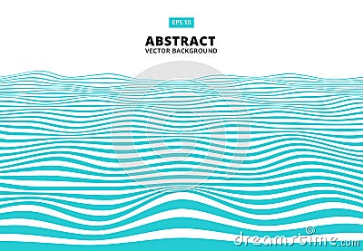 Abstract blue lines wave, Wavy stripes pattern, Rough surface, Vector Illustration