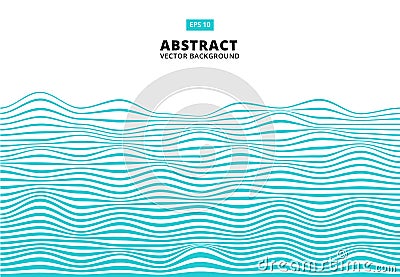 Abstract blue lines wave, Wavy stripes pattern, Rough surface, V Vector Illustration