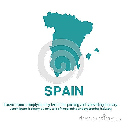 Abstract blue map of Spain with white background flat style.global world map halftone concept Cartoon Illustration