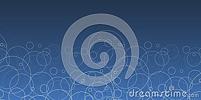 Abstract Blue Minimalist Pattern of Overlapped Various Randomly Placed and Sized Circles Vector Illustration