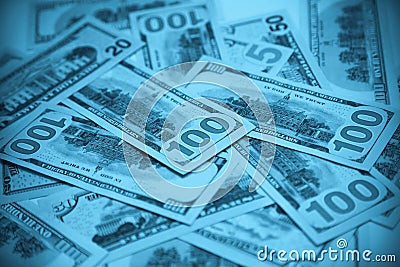 Abstract blue money background Stock Photo