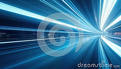 Abstract blue motion blur fast speed. Dynamic lines create futuristic tunnel effect. Stylish background design. Abstract visual Stock Photo