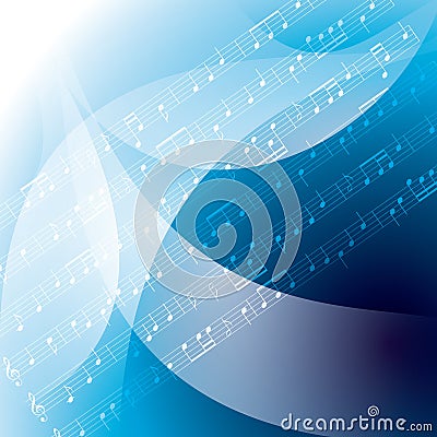 Abstract blue musical background with notes - fly Vector Illustration