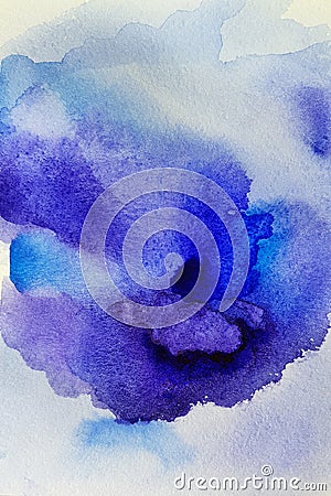 Abstract blue and navy blue watercolor background with watercolor paper texture. Deep color paint overflow swell illustration Cartoon Illustration