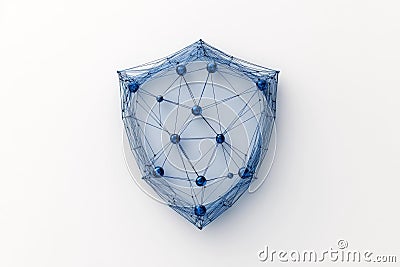 Abstract blue network shield symbolizing secure data systems, IT innovation, and futuristic connectivity with a focus on digita Cartoon Illustration