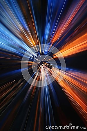 Abstract Blue and Orange Bokeh Light Trails Stock Photo
