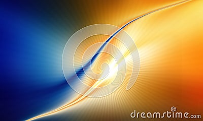 Abstract blue and orange Rays rising on dark transparent background. Stock Photo