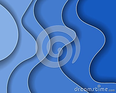 Abstract blue paper waves and seacoast for banner, invitation, poster or web site design. Paper cut style, 3d effect Vector Illustration